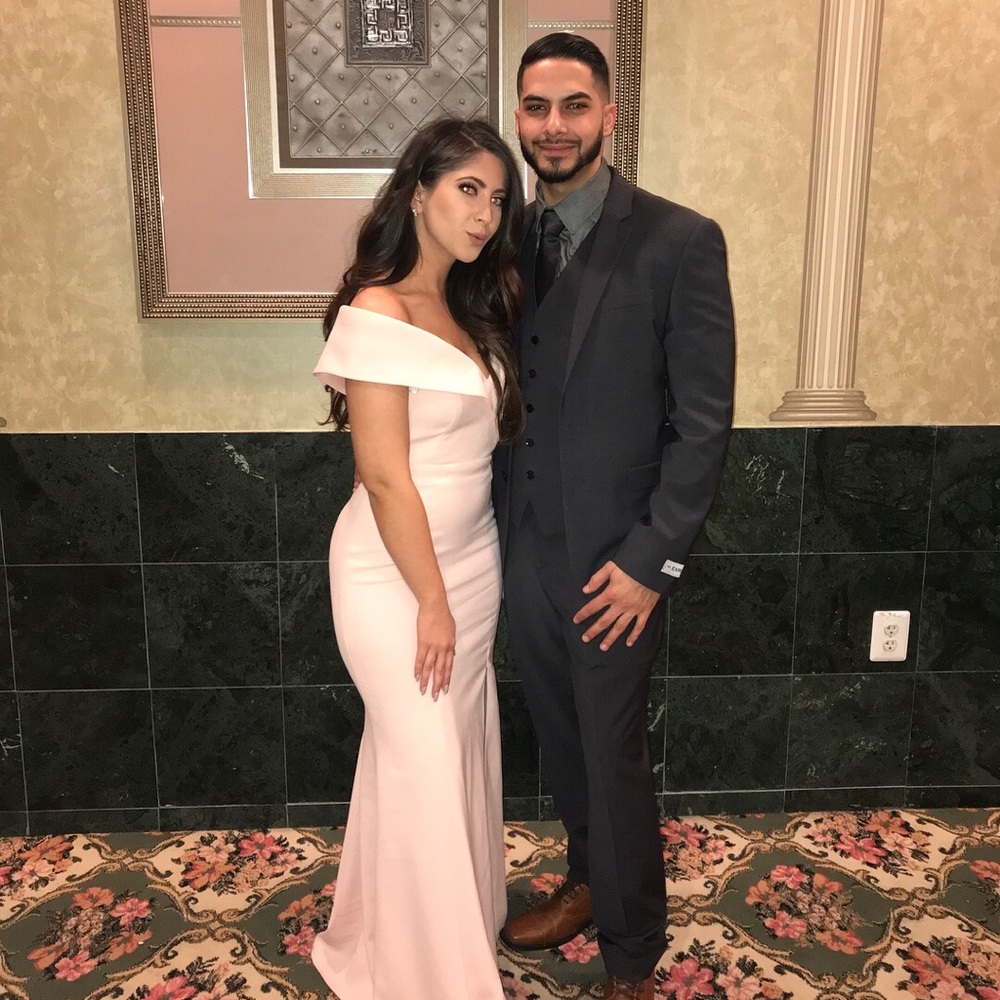 Selling XSCAPE off the shoulder gown in a size 4.